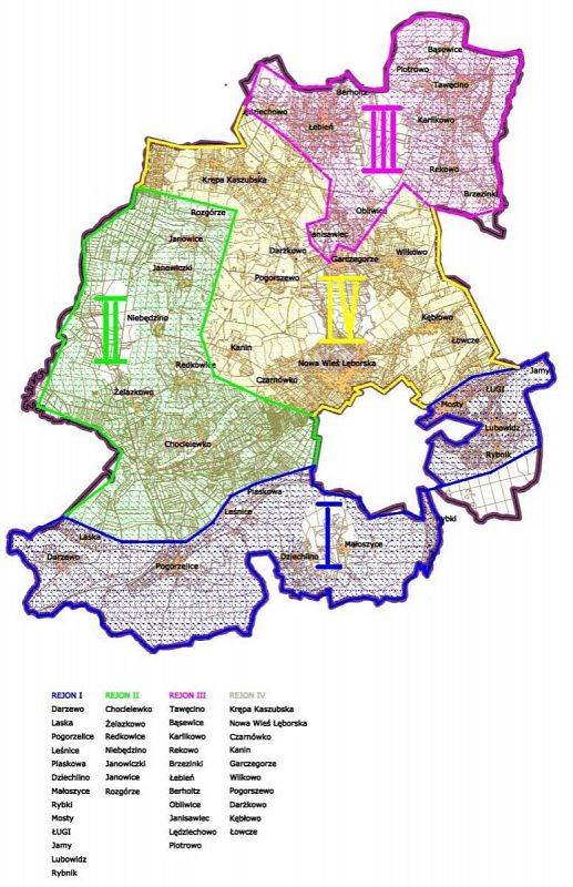 Mapa podziału na rejony odśnieżania